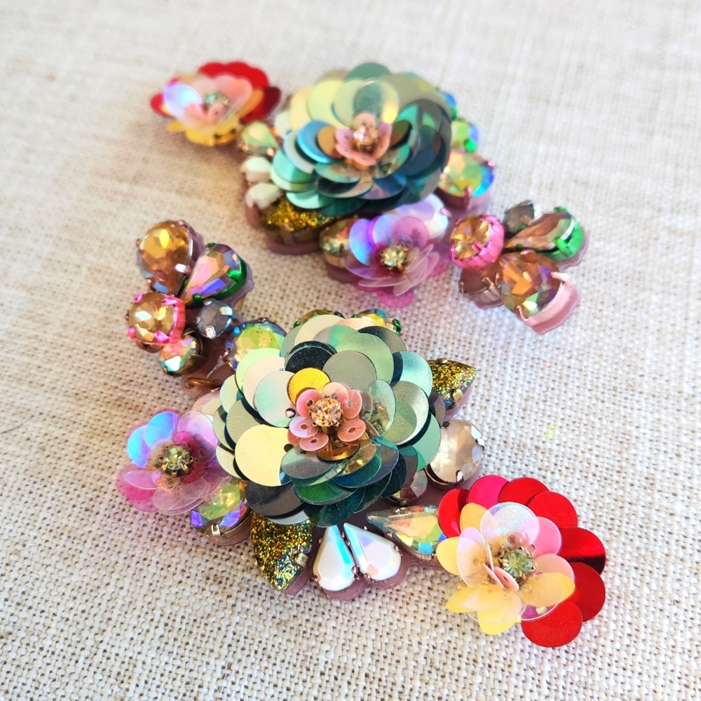 J. Crew Blooming Sequin Paillete Statement Earrings ♥️